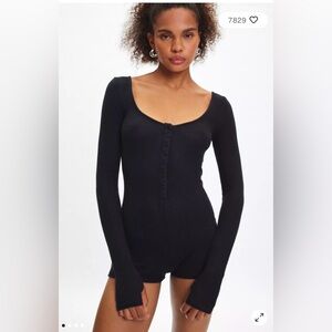 NWOT Urban Outfitters Out From Under Lounge Around Knit Henley Romper, Size S.